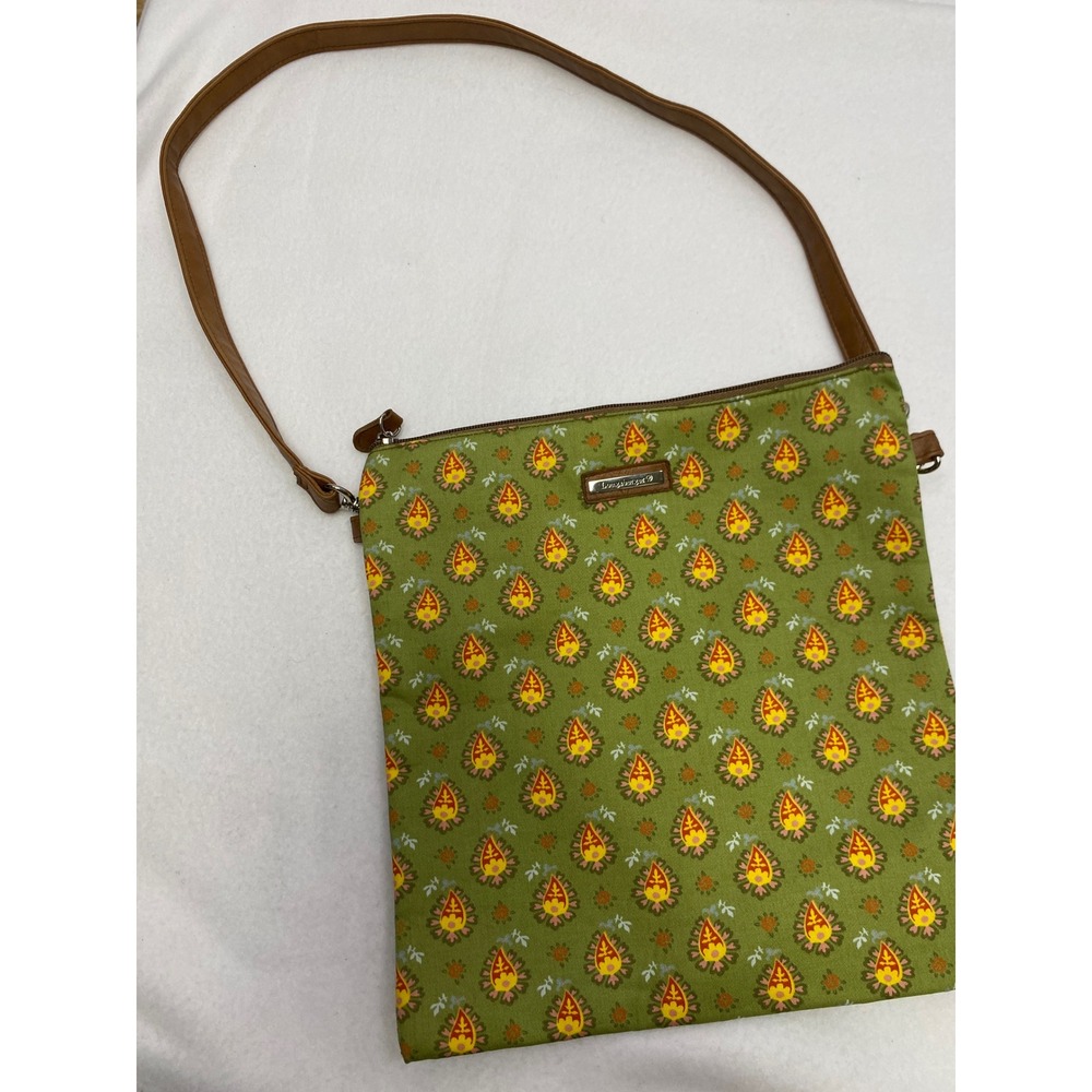 Longaberger Olive Green Paisley Print Crossbody Shoulder Bag‎ Purse